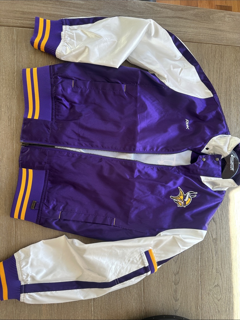NWOT Original Cheerleader’s Minnesota Vikings Purple & White Varsity Jacket